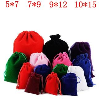 10 pcs-lot 5x7cm 7x9cm 9x12cm 10x15cm Coloful Velvet Pouches Jewelry P_1